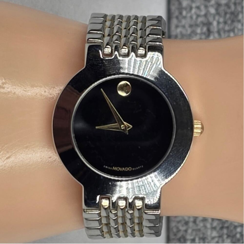 MOVADO MUSEUM TWO‑TONE QUARTZ WATCH – VINTAGE 90'S – 34MM – SAPPHIRE CRYSTAL - Picture 9 of 13